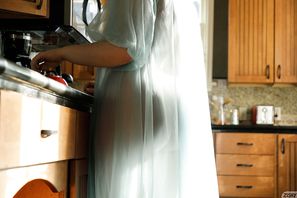 Rose Fessenden Instant Oatmeal Zishy BBW Cutie Sheer Robe In The Kitchen
