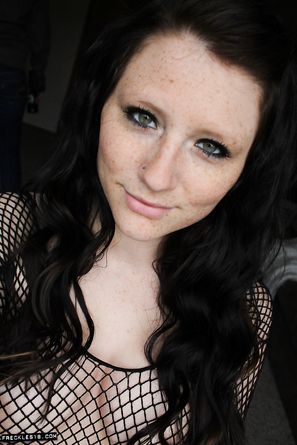 Freckles 18 Black Fishnet Dress and Lace Thong