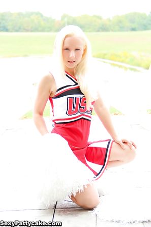 Sexy Pattycake Backyard Cheerleader Stripping