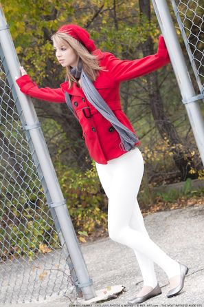 Aspen Parker Red Coat Nude Petite Girl This Years Model